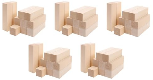 GroßE SchnitzholzblöCke (50-Packungen) 4 X 1 X 1 Unfertiges Lindenholz Projekt Bastelset DIY Hobby Satz für AnfäNger