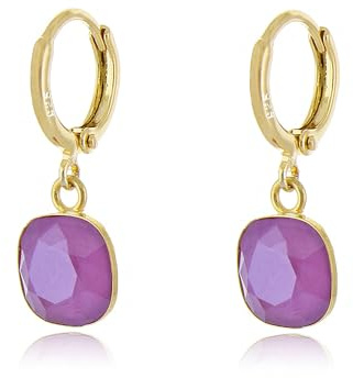 Malu Maiese - Pendientes de Aro con Cristales de Alta Calidad, Plata de Ley 925. Pendientes Ligeros y Atemporales. Regalo para Mujer. Regalo para la Mamá. Pendientes Invitada.