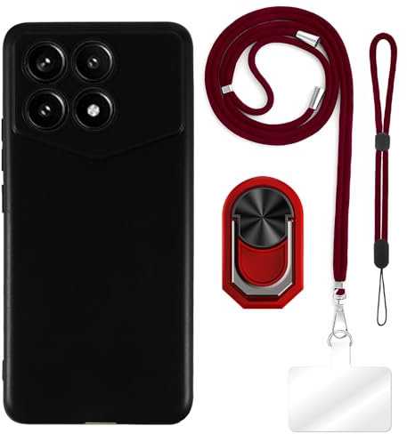 ESACMOT Schutzhülle für Xiaomi Redmi K70 Pro 5G Lamborghini (16,9 cm / 6,7 Zoll) + verstellbare Umhängebänder, weiche Handschlaufe und Fingerringhalter im Mecha-Stil mit Ständer