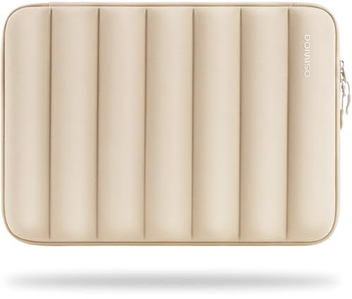 DOMISO 15,6 Zoll Laptop Hülle Tasche Laptoptasche Schutzhülle Wasserdicht Stoßfestes Vertikale Streifen Laptophülle Sleeve Case für MacBook, HP, Dell, Asus Notebook, Beige