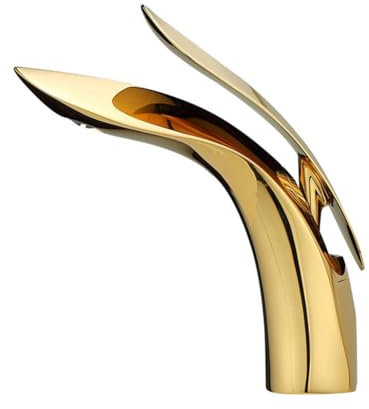 Wasserhahn Bad Waschtischarmatur Messing Einhebel Mischbatterie Waschbecken Armatur, Badarmatur Waschtischbatterie Badezimmer, Gold