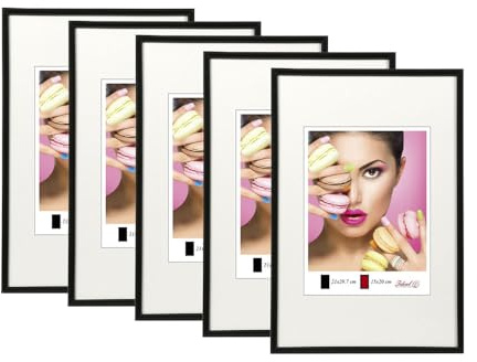 IDEAL TREND 2er 3er 5er Pack Photo Style Set Bilderrahmen Wanddeko Collage Poster Kunststoff Rahmen: Farbe: 5er Pack Schwarz | Format: 10x15