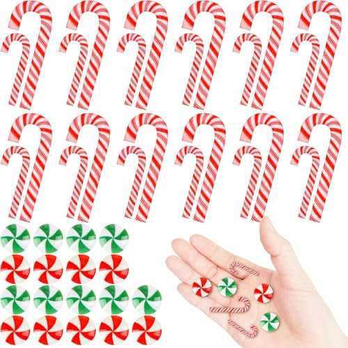 40 Stück Mini Weihnachten Zuckerstangen Dekorationen, Süßigkeiten Ornamente Weihnachtsbaum, für Weihnachten Baumschmuck Anhänger, Dekorieren von Bäumen Girlanden und Anderen