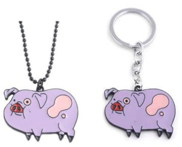 SXYNIO Waddles Halskette Schlüsselanhänger Set Bill Cipher Waddles Anhänger Schlüsselring Cosplay Requisiten Bill Anhänger Schlüsselbund Für Fans (A)
