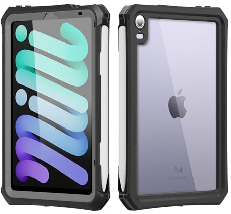 ANROD per iPad Mini 7 (A17 Pro 2024) / Mini 6 (2021) Custodia Impermeabile, IP68 Full Body Seal Slim Antiurto Antipioggia Subacquea All'aperto Trasparente Cover per iPad Mini 7/6