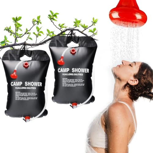 Yuragim 2 Stück Campingdusche Solar, Solar Dusche Tasche 20L, Mobile Solardusche Camping Dusche Set, Outdoor Dusche Camping, Tragbare Solar-Wassersack für Garten,Reisedusche mit Duschkopf Schlauch