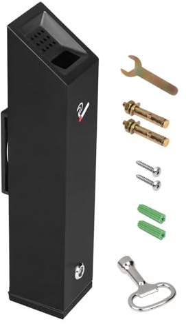 VEVOR Cigarette Butt Receptacle, Stainless Steel Cuboid Cigarette Butt Container, Wall Mounted and Weatherproof Outdoor Cigarette Butt Disposal for Garden, Office, Restaurant, Hotel, Bar, Black