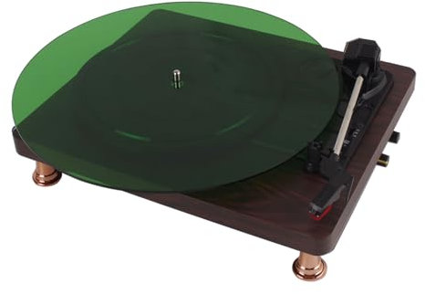 LOCADENCE Plattenteller-Matte, geräuschreduzierende Acryl-Plattenspieler-Matte, Stoßdämpfung, antistatische, rutschfeste Plattenunterlage für Standard-12-Zoll-Plattenspieler (Transparentes Grün)