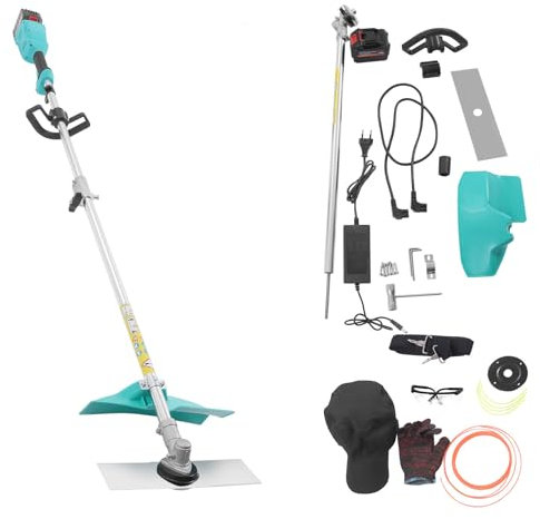 Tagliaerba elettrico a batteria, con batteria al litio da 24 V/6 Ah, senza fili, con batteria a lunga durata e alimentazione esterna, potenza motore da 1300 W, manico da 1,7 m