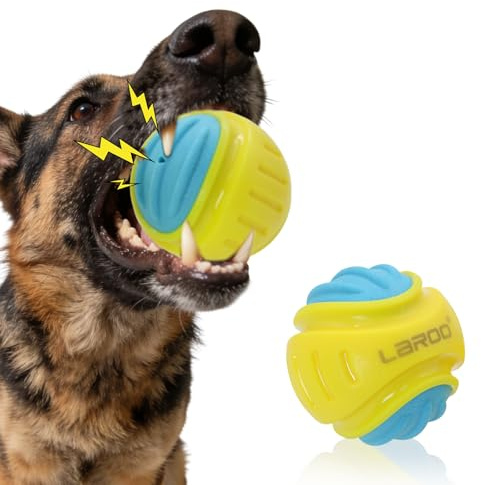 LaRoo Interactive Dog Ball, High-Bounce Squeaky Fetch Balls for Dogs, Floating Water Pet Toys, Dog Chew Toys Relieves Anxiety, Cleans Teeth, Rugged Balls - Large Breeds, 3-inch