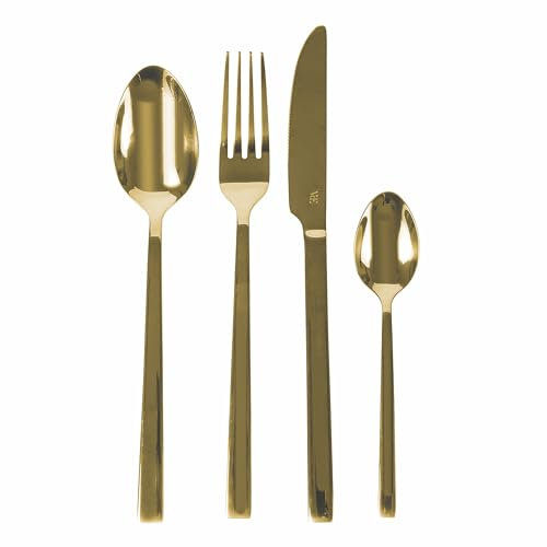 Set 24 posate in acciaio inox lucido, oro, Lexington