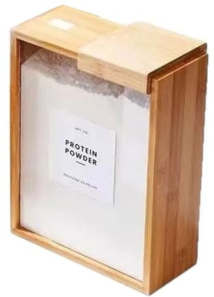 XAGMODSHN Multifunktionaler Bambus-Lebensmittelspender für Müsli und Speisekammern, mit Schiebedeckel-Design