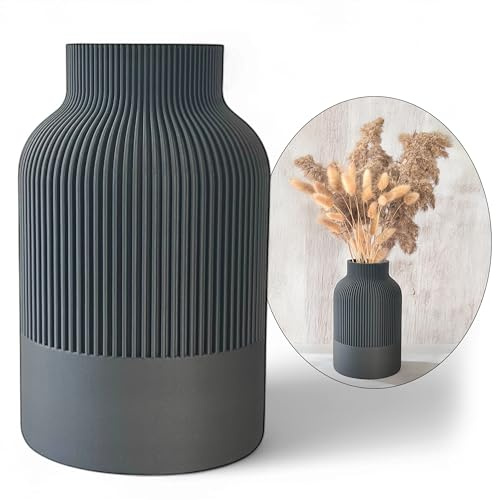 Skandinavische Blumenvase 20 cm – Unzerbrechliche Deko-Vase mit 3D-Struktur, Moderne Massive Vase für frische Blumen, Kunst- und Trockenblumen – Stilvolles Wohnaccessoire für Wohnzimmer, Küche & Büro