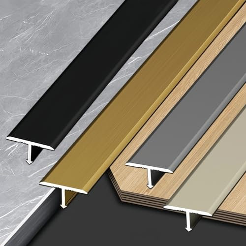Coayuou Abschlussleiste T-profil Alu T Profil 100cm* 3 Stück Tür Leiste Boden Für Saubere Bodenübergänge Zwischen Fliesen, Laminat Und Parkett(Schwarz,10mm)