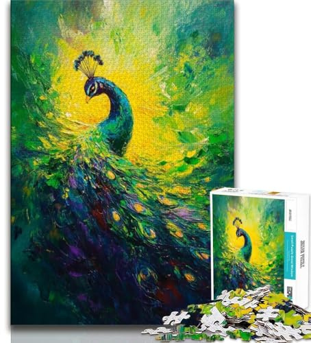 1000 Piece Jigsaw Puzzles for Teenagers Green Peacock Puzzles for Adults,Fun Present & Activity for Home,Toy for Rainy Days 38x26cm