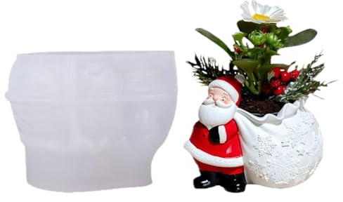 Moulds for Plant Pots Made of Resin - 3D Silicone Santa Mould - Casting Moulds for Candy Containers, for Party Planners, DIY Workshops, Jewellery Makers, Theme Days and
