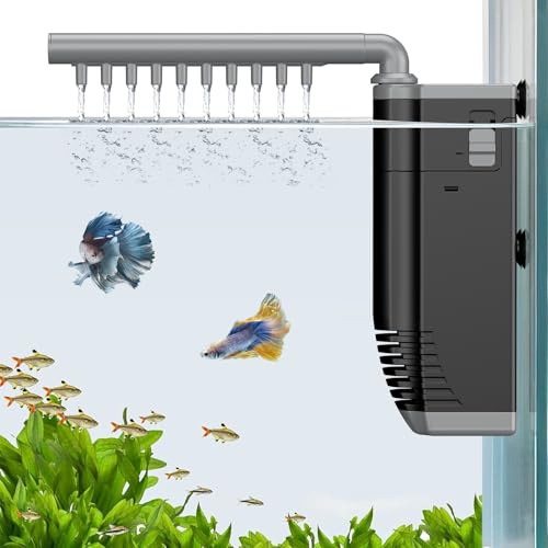 Pawfly 3 W Small Fish Tank Filter, 300 L Aquarium Filter, Internal Submersible Aquarium Filter with Foam & Adjustable Water Pump, Quiet Filter for 30-80 L Fish Tanks
