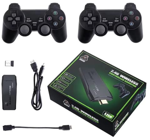 SingYao Console di Gioco Retro Senza Fili, Console Retro Wireless 4K, Set con 2 Controller Neri, Dongle HDMI, 9 Emulatori Integrati, 20.000+ Giochi Preinstallati, Versione 2026
