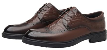 Mens Business Brogue Shoes Full Grain Leather Wingtip Dress Shoes Premium Handcrafted Classic British Style Lightweight Young Professional Formal Shoes for Men(Brown,8.5)