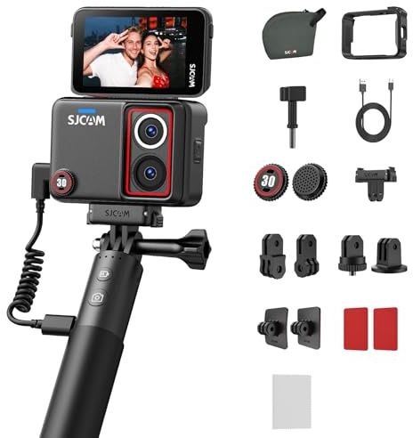 SJCAM SJ30 Action Camera, Waterproof Motorcycle Helmet Cam, Night Vision | Dual Lens 8K/20,4K/60fps Vlogging Camera with 2.51 Flip Touchscreen, Underwater Camera for Diving & Cycling, Black
