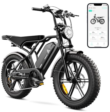 TST E Bikes Fatbike 20 Zoll Elektrofahrrad Herren Damen Elektro Fahrrad mit APP-Steuerung und Federung, E Fatbike 48V 15Ah Batterie 250W Motor 25km/h, 7-Gang All-Terrain E Fahrrad