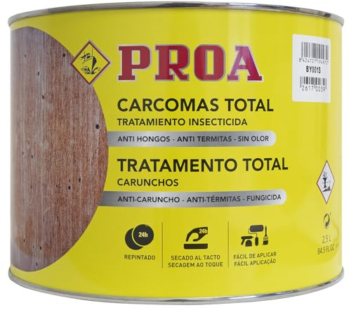 CARCOMAS TOTAL. Carcoma, prevención y curación contra la carcoma, termitas y hongos de la madera. 2,5 L. PROA.