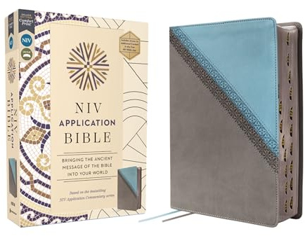 NIV Application Bible, Leathersoft, Teal/Grey, Red Letter, Thumb Indexed, Comfort Print: Bringing the Ancient Message of the Bible into Your World (NIV Application Commentary Resources)