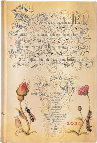 Paperblanks 12-Monatskalender 2024 Flämische Rose | Tagesüberblick | Mini (95 × 140 mm)