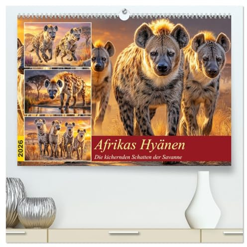 Afrikas Hyänen. Die kichernden Schatten der Savanne (hochwertiger Premium Wandkalender 2026 DIN A2 quer), Kunstdruck in Hochglanz: Faszinierende ... ihrer natürlichen Umgebung (CALVENDO Tiere)