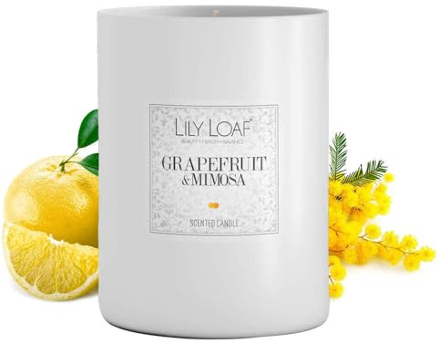 Lily & Loaf Grapefruit & Mimosa Soy Wax Candle – Fruity & Floral Scented Candle, Phthalate Free, Approx. 40 Hour Burn Time