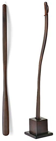 Hêtre Chausse-Pied, 70CM Fait Main en Bois Extra-Long Poignée Avec Support Chausse-Pied pour Hommes, Dames, Femmes Enceintes, Seniors,A,75CM/29.53in