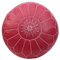 ESSENCE OF MOROCCO Marokkanischer Pouf, Fußstütze, Fußhocker, Ottomane, echtes Leder, rosa Rose, handgefertigt, handgenäht mit gesticktem Design (nur Bezug)
