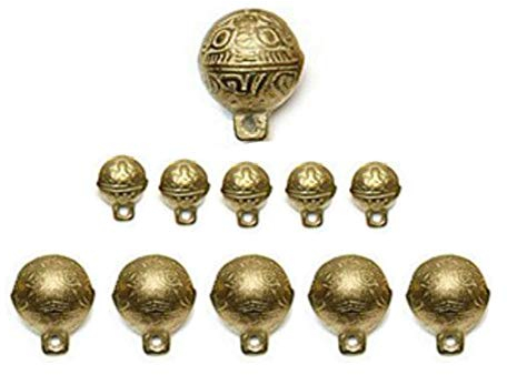 zosenda Hunde Glocke, 11 pcs Laut Messing Halsband Glöckchen Set im Retro-Stil für Katzen und Hunde, Anti-Verlust Glöckchen für Dekoration, Training, Walking, Wandern, Jagd (Verschiedene Größen)