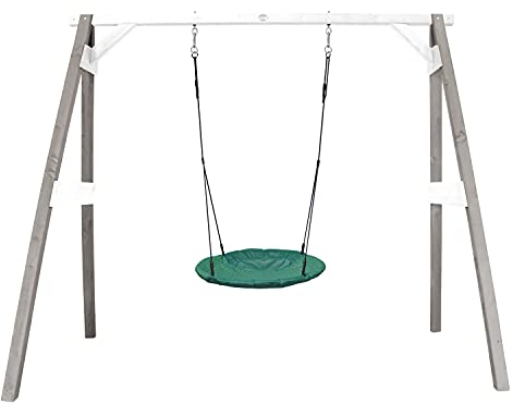 AXI Portique en Bois FSC Gris/Blanc avec Balançoire Nid d’Oiseau Enfant 100 cm Summer | Balançoire Ronde pour Le Jardin