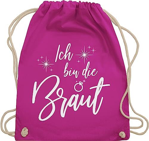 Shirtracer Turnbeutel Rucksack - JGA Junggesellenabschied Frauen - Ich bin die Braut Bride - Unisize - Fuchsia - hen party accessories brauttaschen jungesselnabschied juterucksäcke brautbeutel