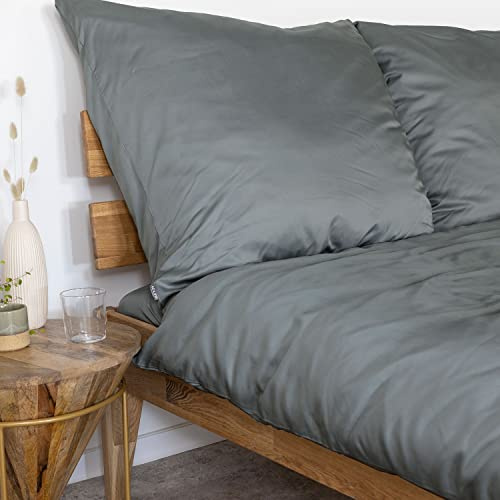 AGAPIE - Bambus Lyocell Kopfkissenbezug 80x80 cm - Dunkel-Grau, 100% Bio Oeko-Tex 100, für Allergiker, Antibakteriell, Ganzjahres-Bettwäsche, Atmungsaktiv, Geruchshemmend, Besonders sanft