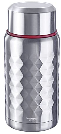 Westmark Lunch Pot Viva – 750 ml, hält bis zu 9 Std. warm und 12 Std. kalt | Für Suppen, Nudeln oder Müsli, doppelwandig, Edelstahl-Löffel im Deckel, Edelstahl/Kunststoff, Silber/Rot, 5288226S