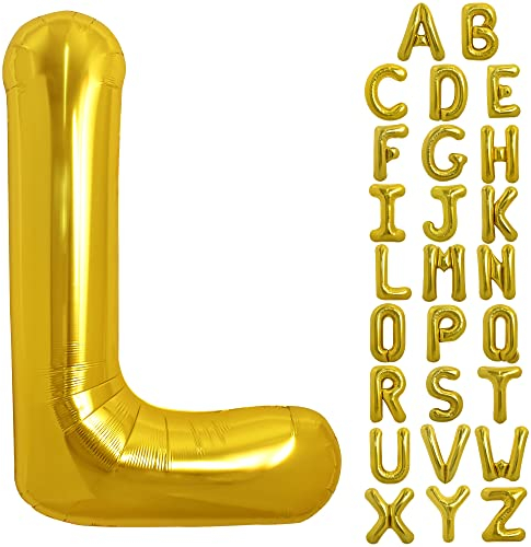 TONIFUL 40 Zoll große Goldfarbene L Buchstabe Jumbo Helium Ballons, Mylar Big Alphabet Ballons für Geburtstagsfeier, Jubiläum, Valentinstag Dekorationen