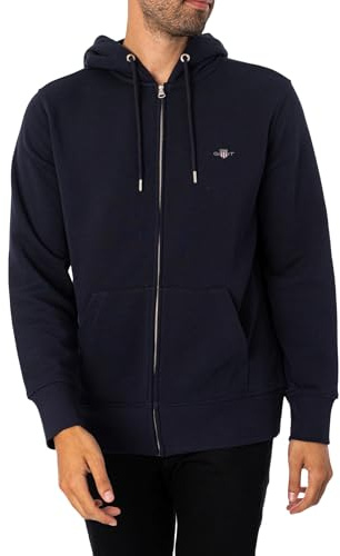 GANT Men's REG Shield Full Zip Hoodie, Evening Blue, Standard, Evening Blue, XS