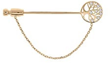 Broche plaqué or fibule Arbre de Vie oxydes blancs sertis + écrin (offert)