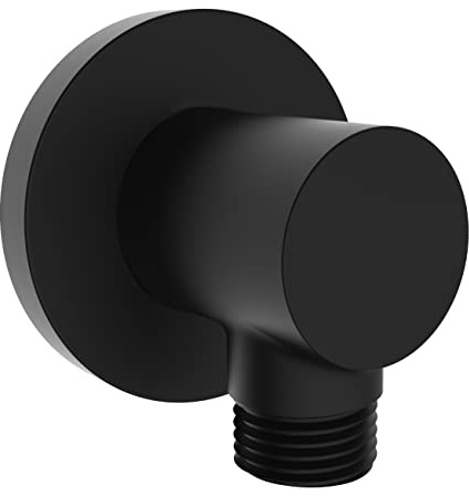 Aquaiaw Wall Supply Elbow with O-Ring Flange, Tapered 1/2 NPT Female Inlet, Solid Brass Wall Union, Round Water Supply Elbow, Electroplate Matte Black, G1/2 Outlet
