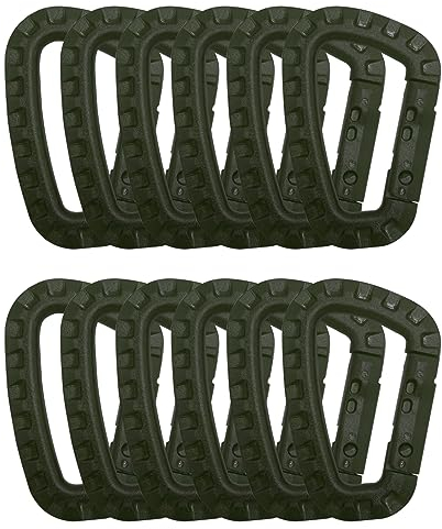 HOUSON 12 Stück D-Form Karabiner Kunststoff, Plastik Karabinerhaken Clip Set Grün