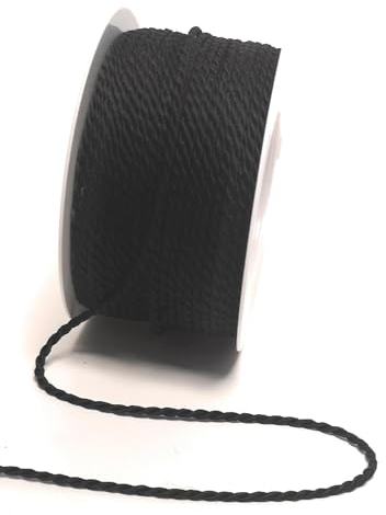s.dekoda Kordel 50m x 2mm Schwarz Drehkordel Dekoband Kordelband Kordelschnur