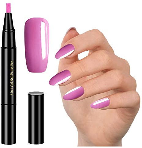 Vipomkowa 19 Colors 3 in 1 One Step Gel Nail Polish Pen - UV LED Lamp Needed for Drying - Brush for Nail Art DIY Drawing, Polish Marker for Nail Decor, 1PC