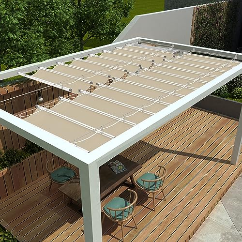 Goleray Copertura ombreggiante per pergola, impermeabile, retrattile, copertura di ricambio per tenda da sole, tettoia scorrevole, copertura ombreggiante con hardware per cavi, per esterni, patio,