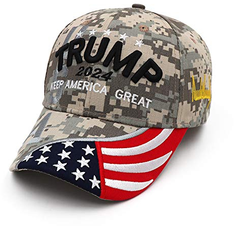 WITOPTH Trump 2024 Hat Keep America Great Donald Trump Hat Stickerei MAGA KAG Slogan Hut und Amerikanische Flagge Verstellbare Baseball Cap, Camo-001, 53 EU