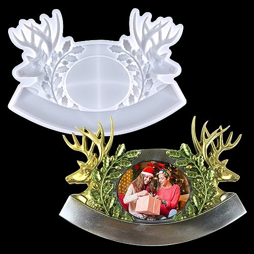 Zayookey Weihnachten Bilderrahmen Epoxidharz Formen Elch Silikonformen Christmas Photo Frame Mold Hirsch Wanddekoration Harzform Weihnachtsdekoration Gießform