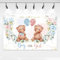 Gender Reveal Hintergrund Banner Boy or Girl Banner Hintergründe Dekoration Rosa und Blau Überraschung Banner Geschlecht Enthüllen mit Ballon Füße Babyparty Fotografie Hintergrund 150×100cm