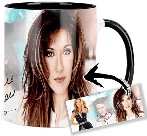 Celine Dion Tasse Innen & Henkel Schwarz Keramikbecher Mug