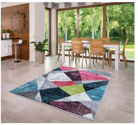 MDEKOR Teppich für Wohnzimmer Schlazimmer Esszimmer 200x290 Weiß Schwarz ÖKO-TEX Kurzflor Wohnzimmerteppich